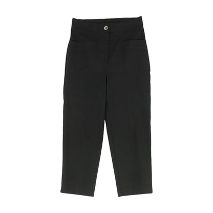 Black Solid Capri Pants
