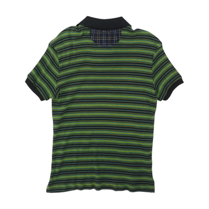 Green Striped Short Sleeve Polo