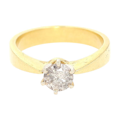 3/4 Ct 14K Two Tone Gold Round Salt & Pepper Diamond Six Prong Engagement Ring