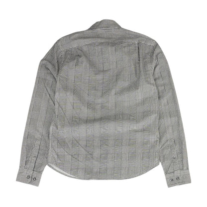 White Houndstooth Long Sleeve Button Down