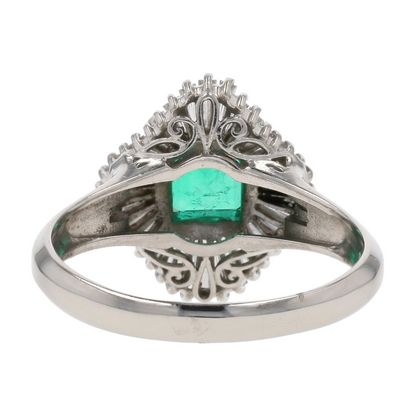 1 1/3 ctw  Platinum Emerald Statement Ring