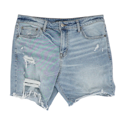 Blue Solid Denim Shorts