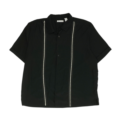 Black Solid Short Sleeve Button Down