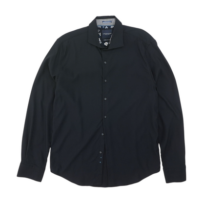 Black Solid Long Sleeve Button Down