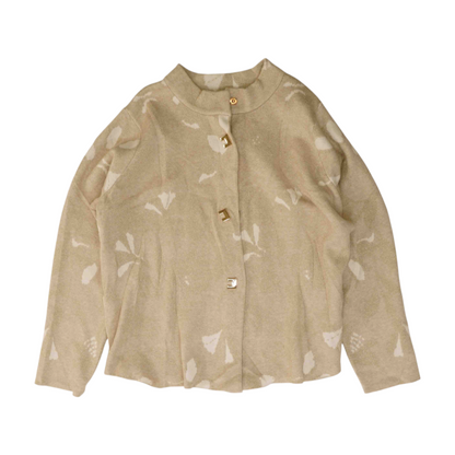 Beige Plus Size Floral Cardigan Sweater