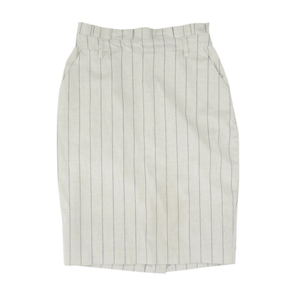 Beige Striped Midi Skirt