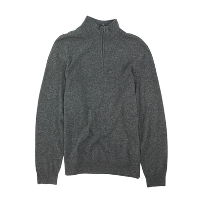 Gray Solid 1/4 Zip Sweater