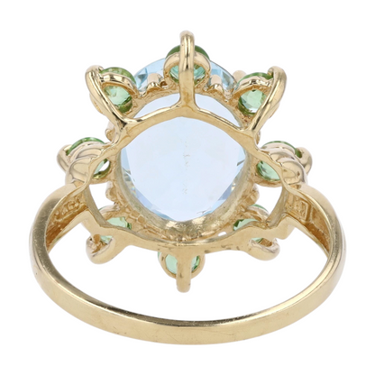 14K Yellow Gold Synthetic Aquamarine Statement Ring