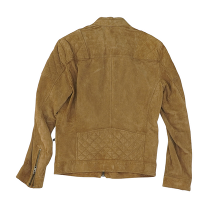 Brown Solid Leather Jacket