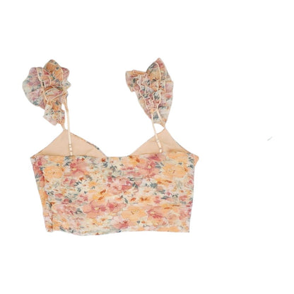 Peach Floral Cropped Blouse