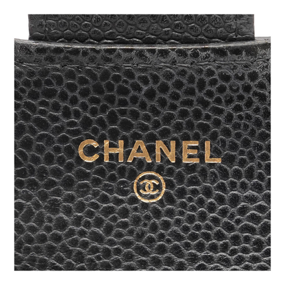 Classic Flap Card Holder in Black Leather