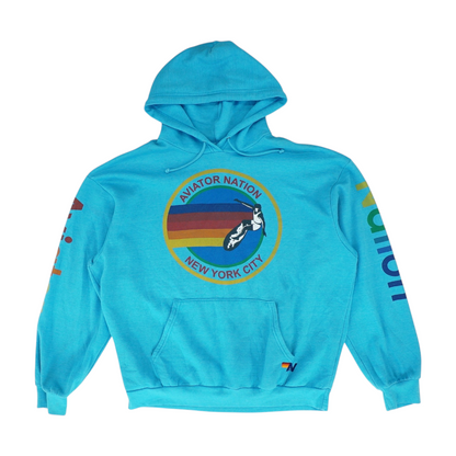 Blue Graphic Hoodie Pullover
