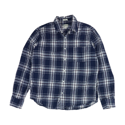 Navy Plaid Long Sleeve Button Down