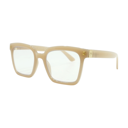 Beige Montage Square Reading Glasses