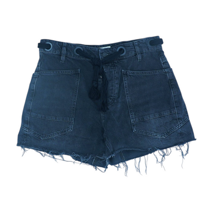 Black Solid Denim Shorts