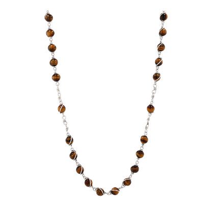 Sterling Silver Tiger Eye Beaded Necklace