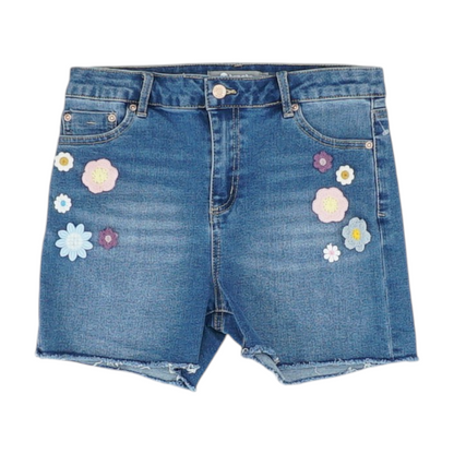 Blue Solid Denim Shorts