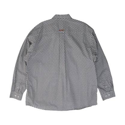 White Abstract Long Sleeve Button Down