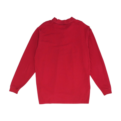 Red Big & Tall Solid Long Sleeve Polo
