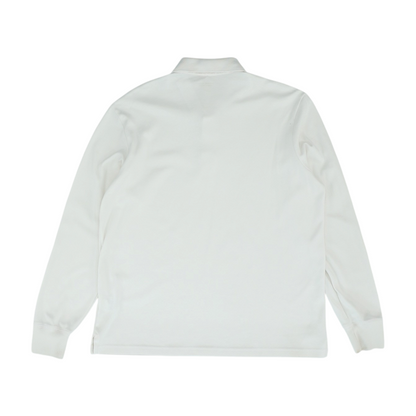 White Solid Long Sleeve Polo