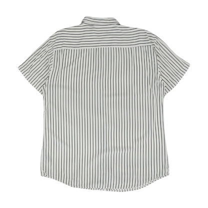 Ivory Striped Short Sleeve Button Down