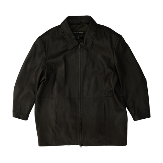 Brown Solid Leather Jacket