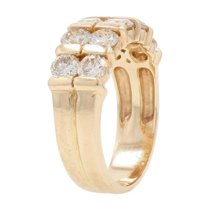 3 1/3 Ct 14K Gold Double Row Round Diamond Anniversary Ring