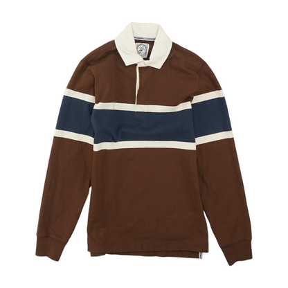 Brown Color Block Long Sleeve Polo