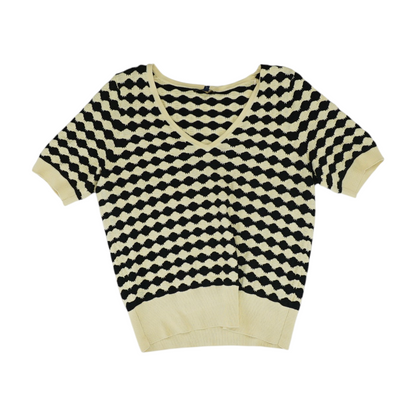 Beige Abstract Pullover Sweater