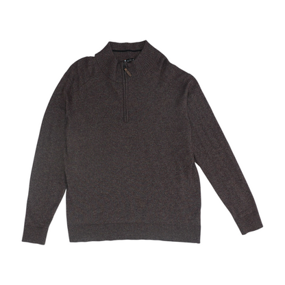 Brown Solid 1/4 Zip Sweater