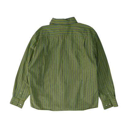 Green Striped Long Sleeve Button Down