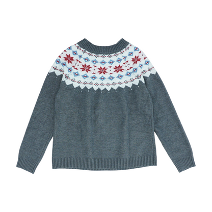 Gray Print Pullover Sweater