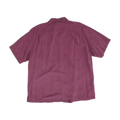 Purple Solid Short Sleeve Button Down