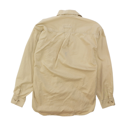 Beige Solid Flannel Button Down