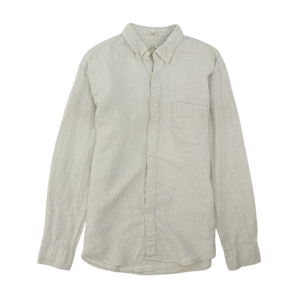 Beige Check Long Sleeve Button Down