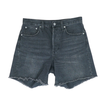 Black Solid Denim Shorts