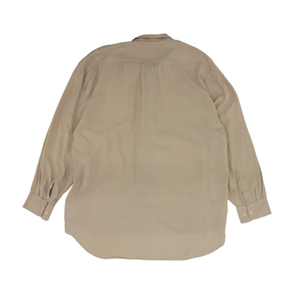 Beige Solid Long Sleeve Button Down