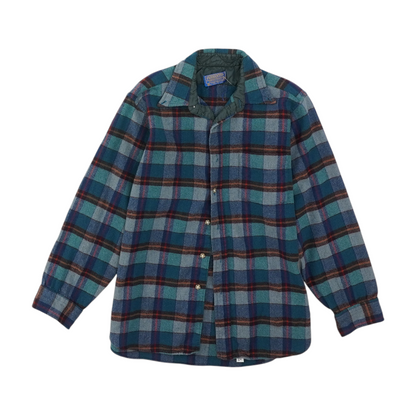 Teal Plaid Flannel Button Down