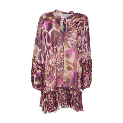 Beige Abstract Mini Dress