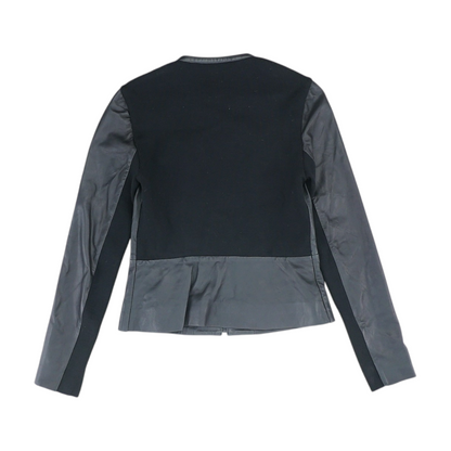 Black Solid Leather Jacket