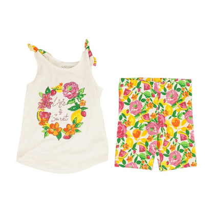 White Floral Short Set
