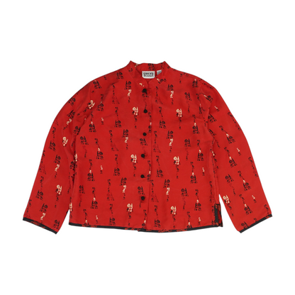 Vintage Red Silk Print Button Down