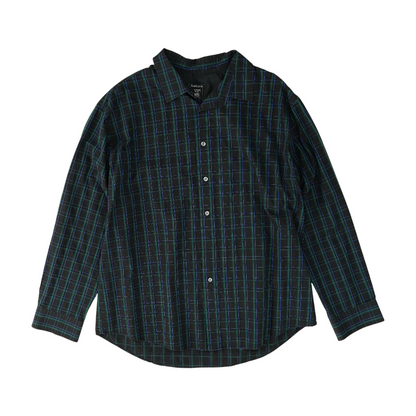 Green Plaid Long Sleeve Button Down