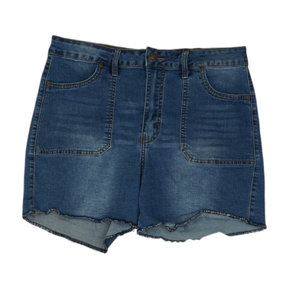 Blue Solid Denim Shorts