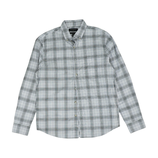 White Plaid Long Sleeve Button Down