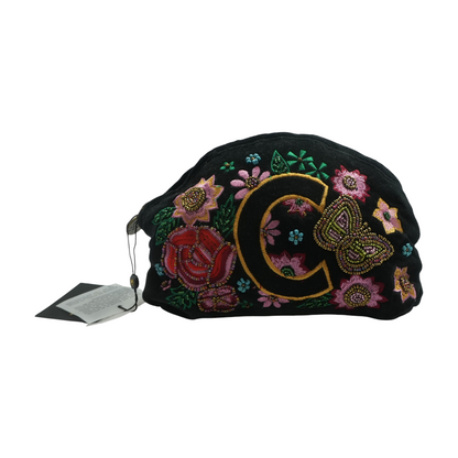 Black Floral "C" Pouch