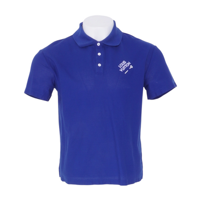Blue Solid Short Sleeve Polo