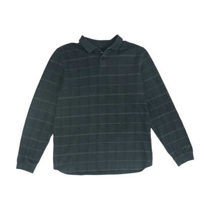 Charcoal Plaid Long Sleeve Polo