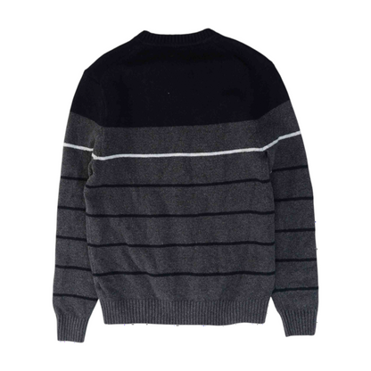 Gray Striped Pullover Sweater