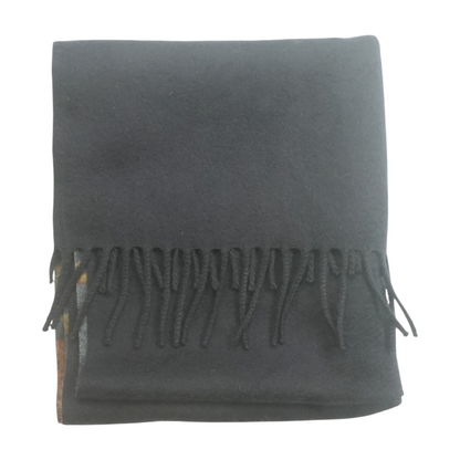 Navy Print 100% Cashmere Scarf